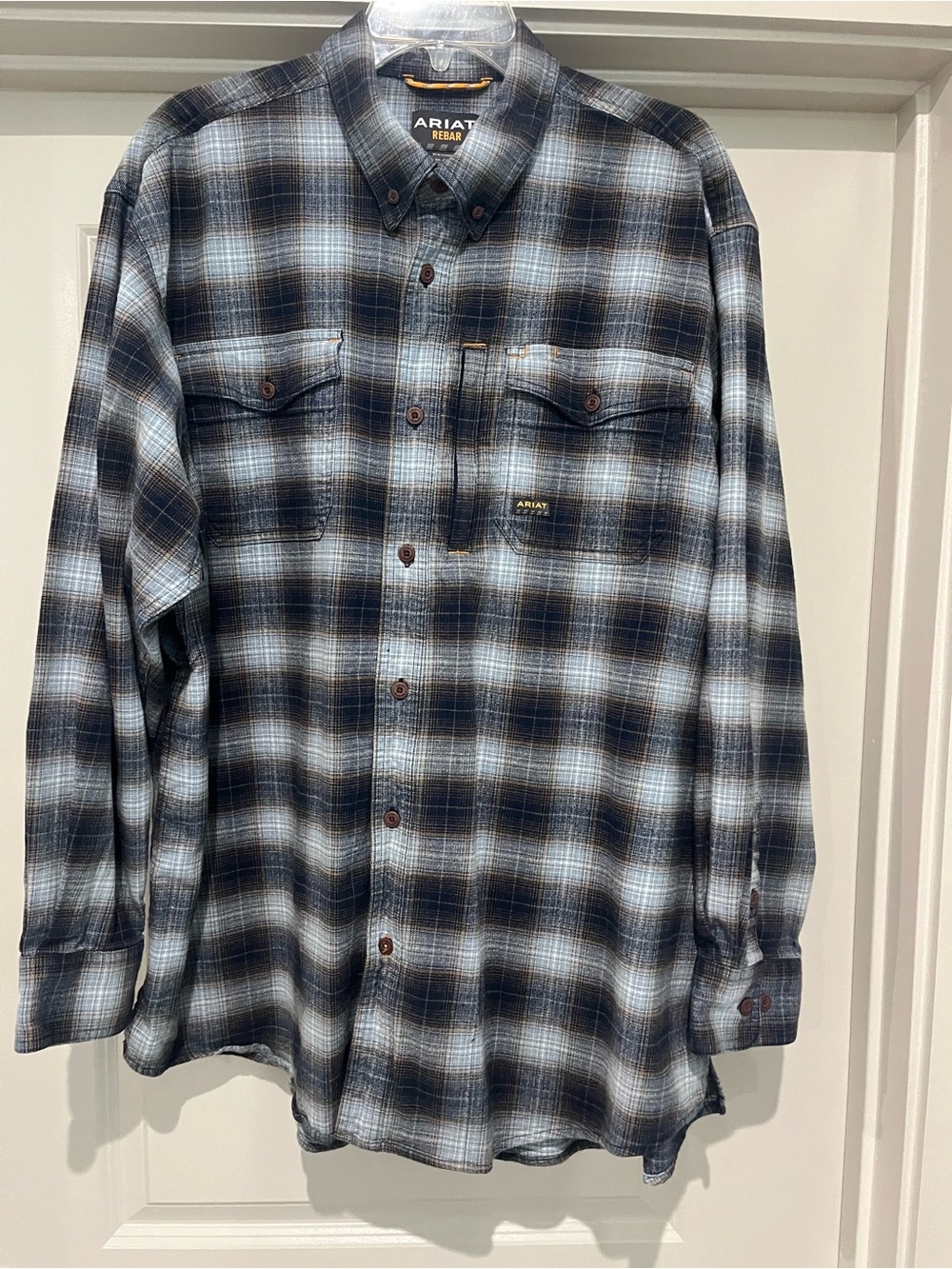 Ariat Men's Blue Plaid Button-Down Shirt - XL